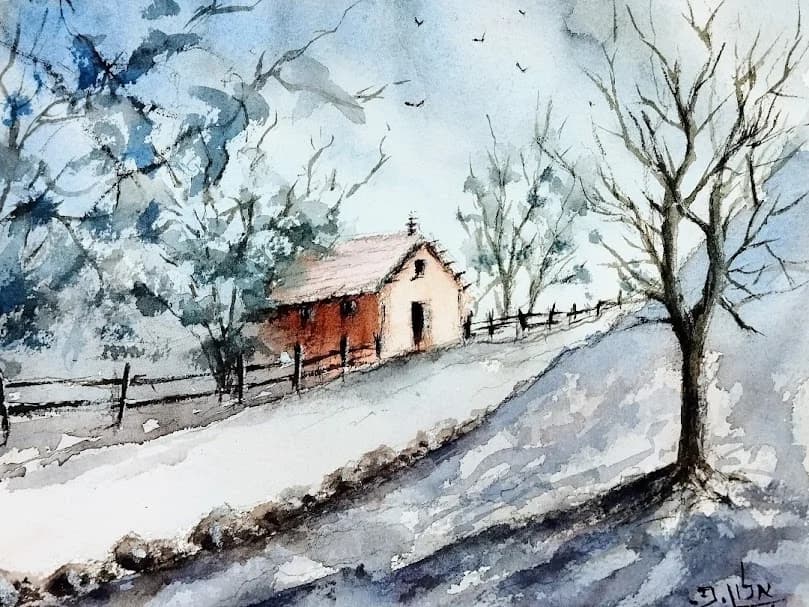 Cabin in the snow